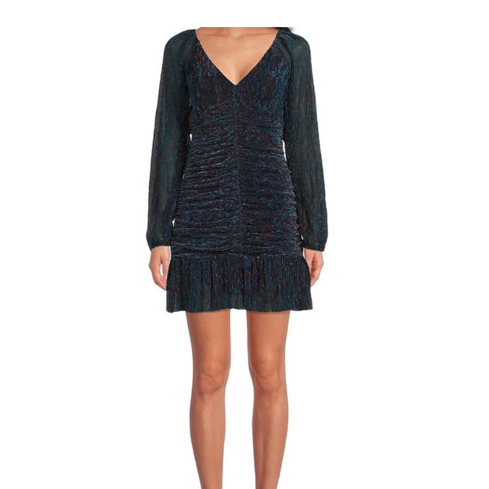 Skies Are Blue red and blue sparkly cocktail dress